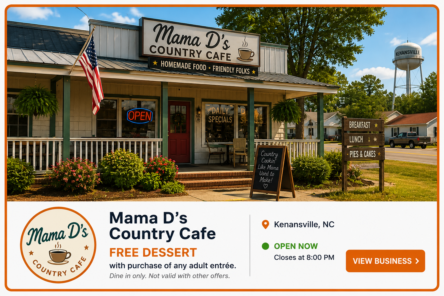 Rural North Carolina country cafe